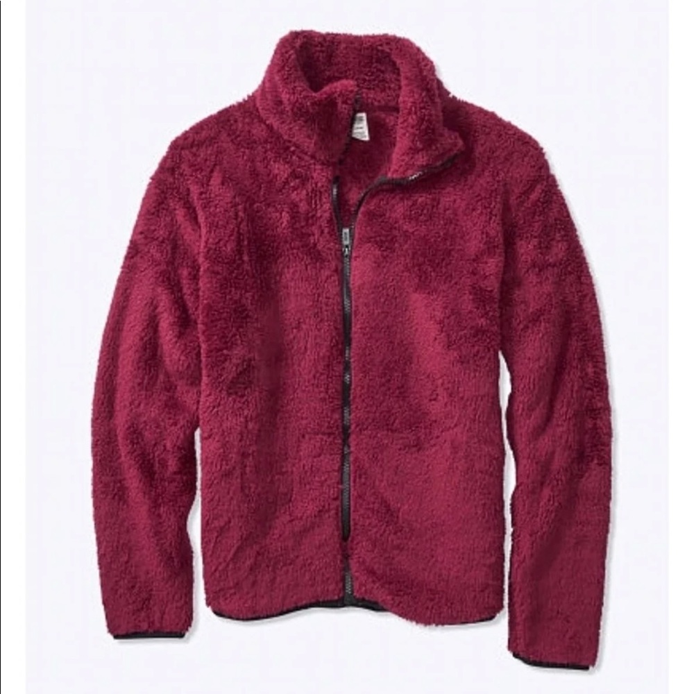 NWT PINK Teddy Sherpa Full Zip Jacket LARGE Retails $70
